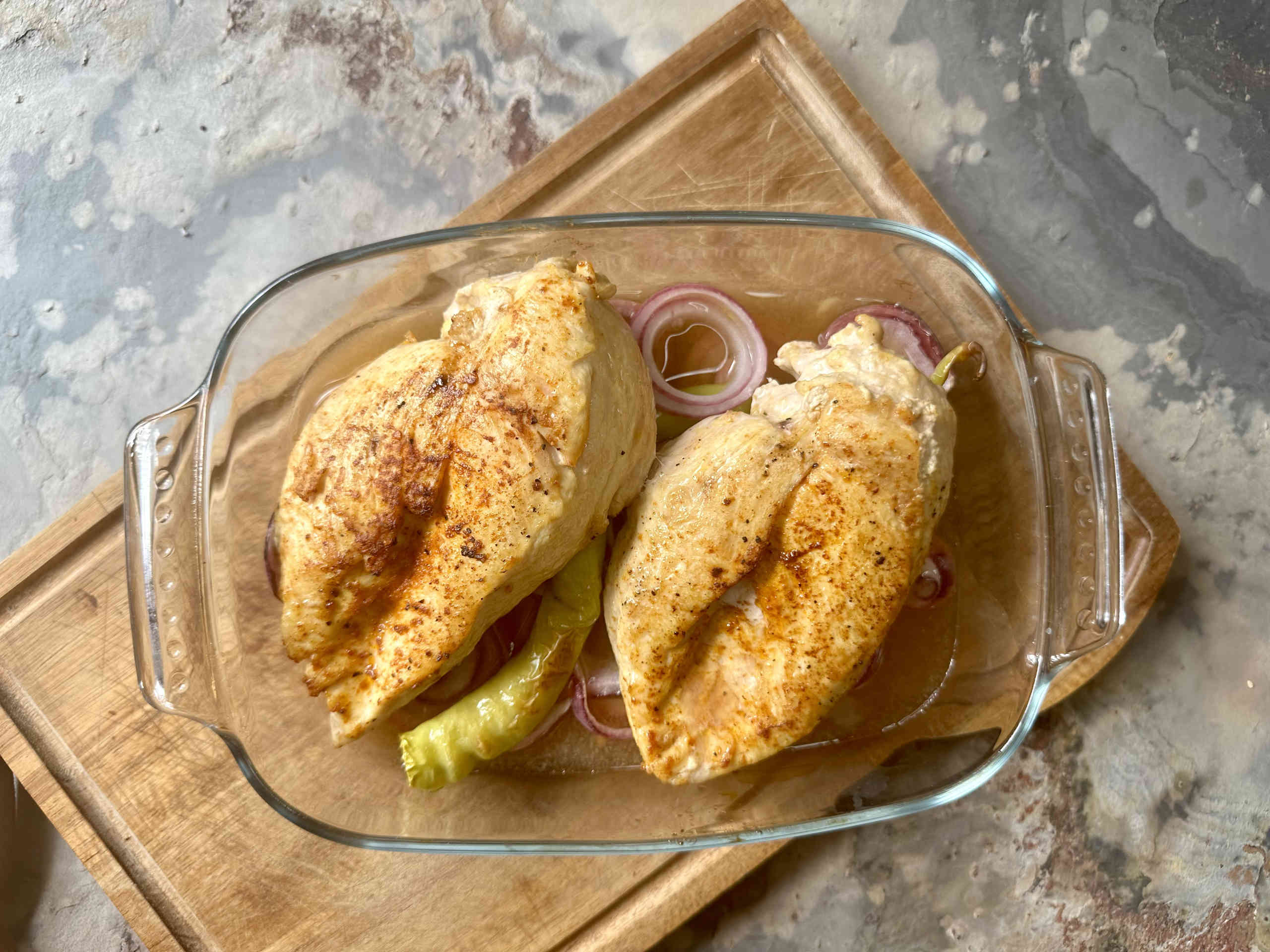 Juicy chicken breast fillets from the oven