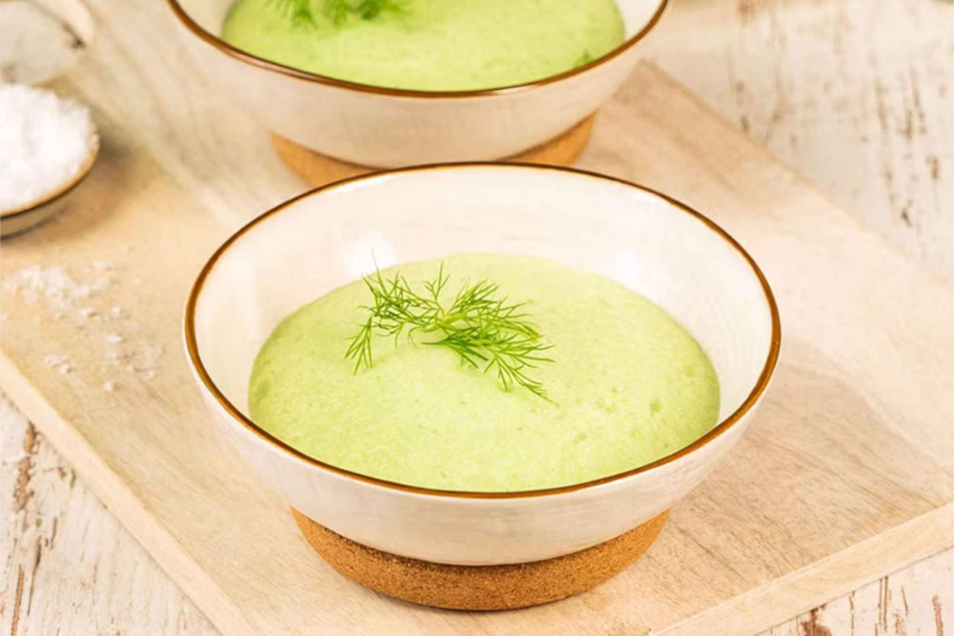 Refreshing iced herb foam soup